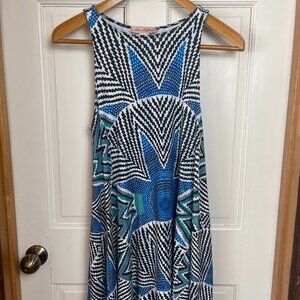 Mara Hoffman Printed Blue Geometric Swing Dress XS